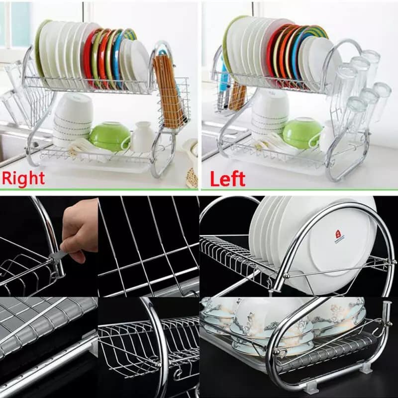 2 Layer Dish Drainer Kitchen Rack