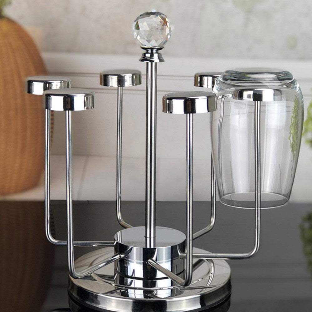 360 Degree Rotatable Stainless Steel Rotating Cup Mug Glass Holder
