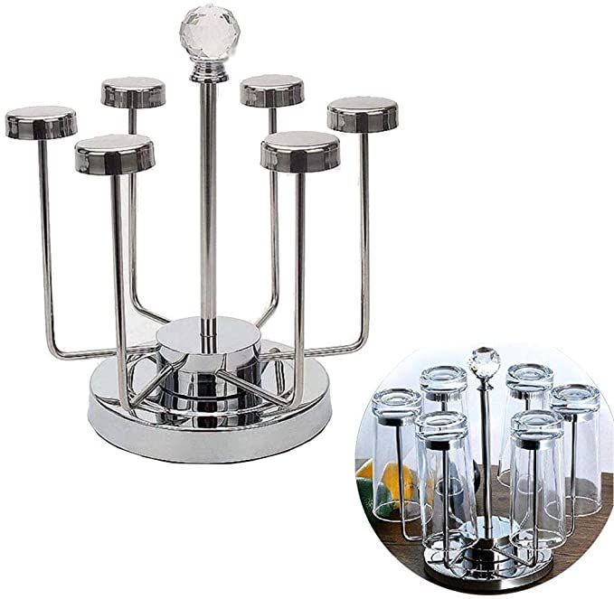 360 Degree Rotatable Stainless Steel Rotating Cup Mug Glass Holder