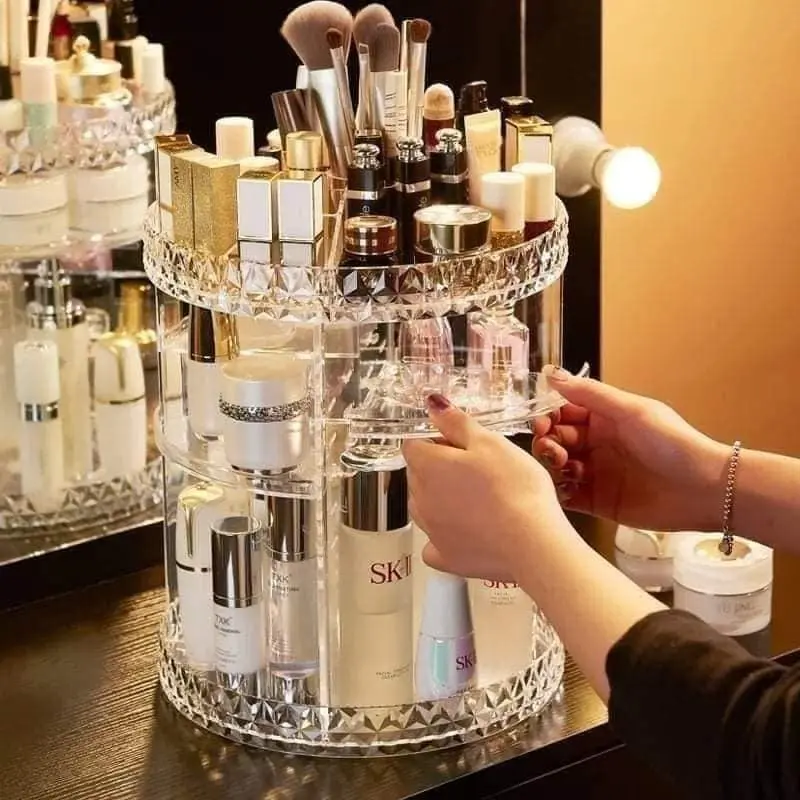 360 Rotating Crystal Cosmetic Organizer